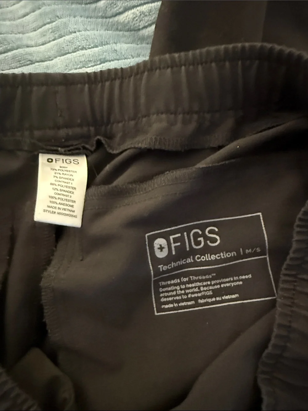 Figs Black Joggers with White Drawstring